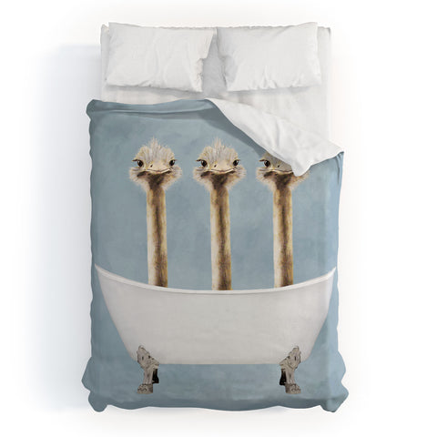 Coco de Paris Ostriches in bathtub Duvet Cover