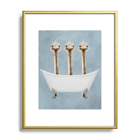 Coco de Paris Ostriches in bathtub Metal Framed Art Print