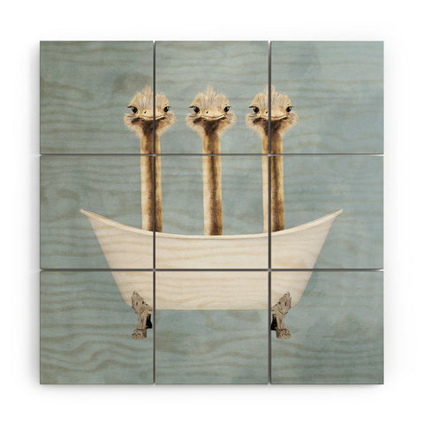 Coco de Paris Ostriches in bathtub Wood Wall Mural