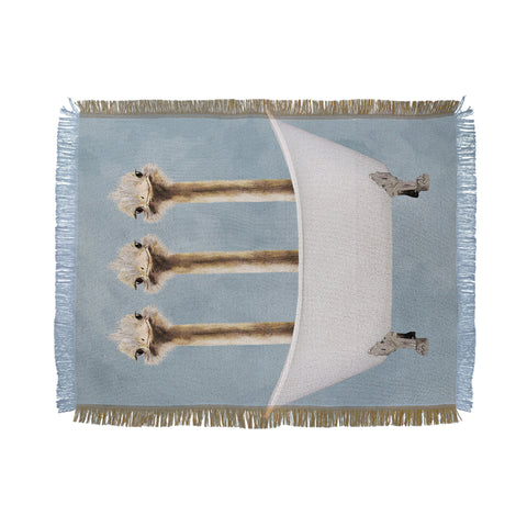 Coco de Paris Ostriches in bathtub Throw Blanket