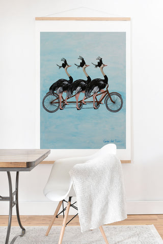 Coco de Paris Ostriches on bicycle Art Print And Hanger