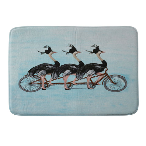 Coco de Paris Ostriches on bicycle Memory Foam Bath Mat