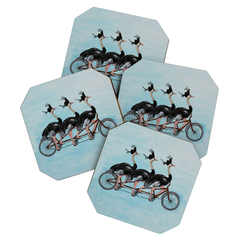 Coco de Paris Ostriches on bicycle Coaster Set