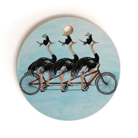Coco de Paris Ostriches on bicycle Cutting Board Round