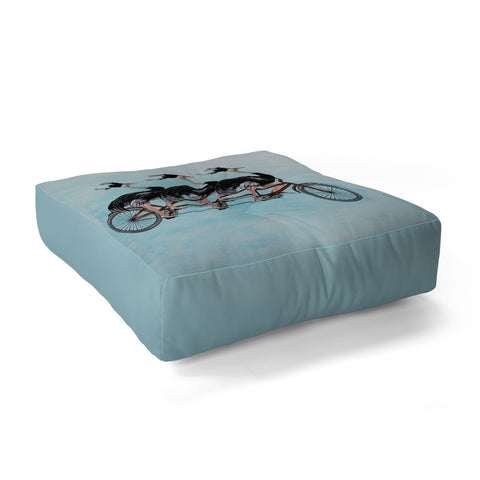 Coco de Paris Ostriches on bicycle Floor Pillow Square