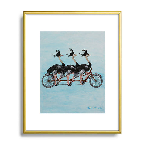 Coco de Paris Ostriches on bicycle Metal Framed Art Print