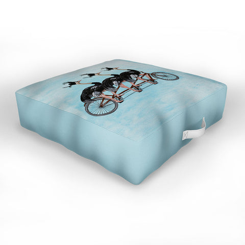 Coco de Paris Ostriches on bicycle Outdoor Floor Cushion