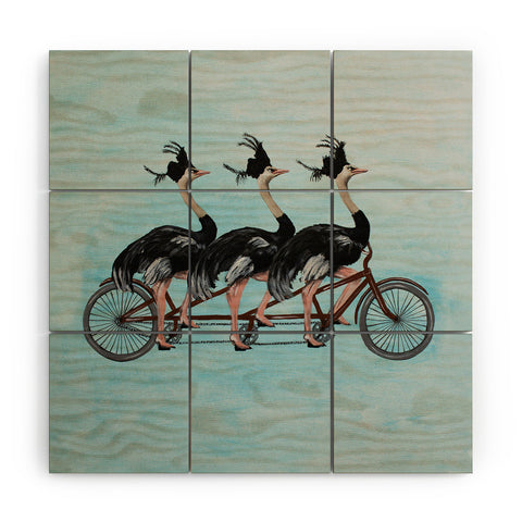 Coco de Paris Ostriches on bicycle Wood Wall Mural