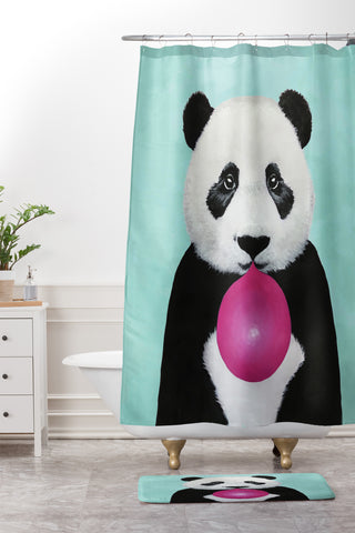 Coco de Paris Panda blowing bubblegum Shower Curtain And Mat