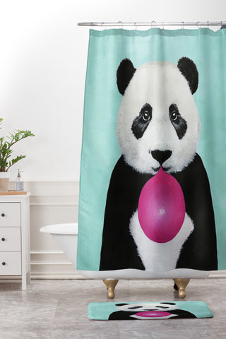Coco de Paris Panda blowing bubblegum Shower Curtain And Mat