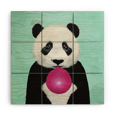 Coco de Paris Panda blowing bubblegum Wood Wall Mural