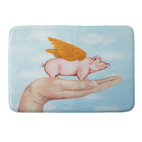 Coco de Paris Pig with Golden wings Memory Foam Bath Mat