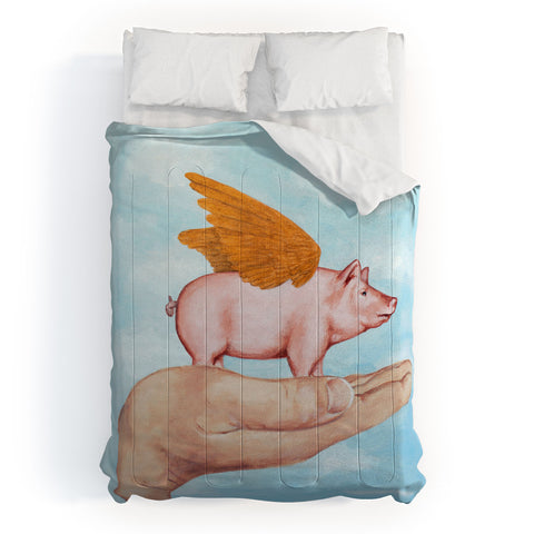 Coco de Paris Pig with Golden wings Comforter