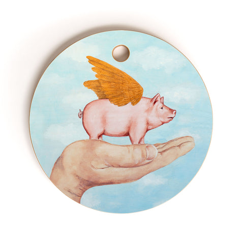 Coco de Paris Pig with Golden wings Cutting Board Round