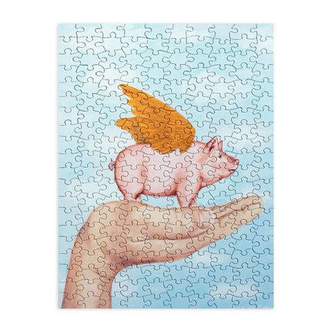 Coco de Paris Pig with Golden wings Puzzle