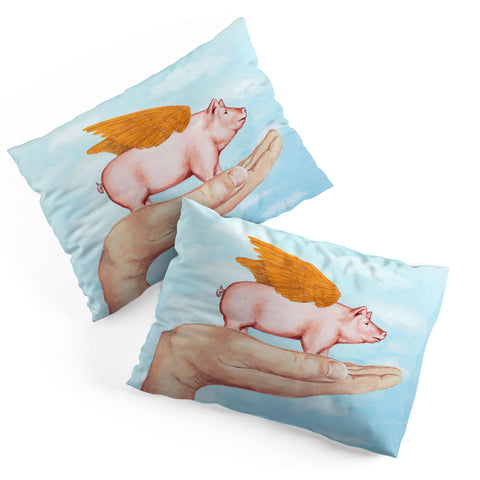 Coco de Paris Pig with Golden wings Pillow Shams