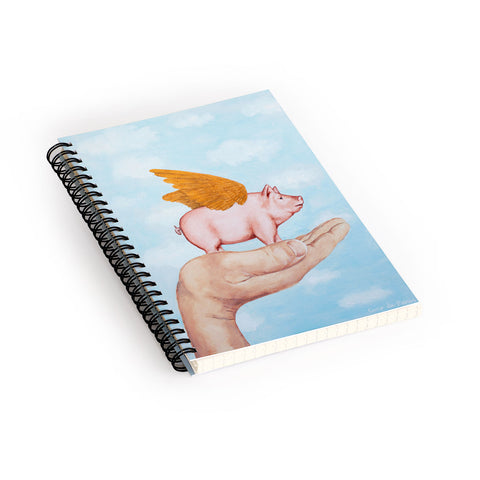 Coco de Paris Pig with Golden wings Spiral Notebook