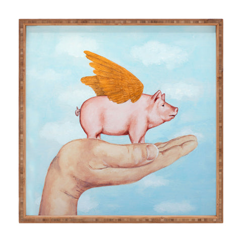 Coco de Paris Pig with Golden wings Square Tray