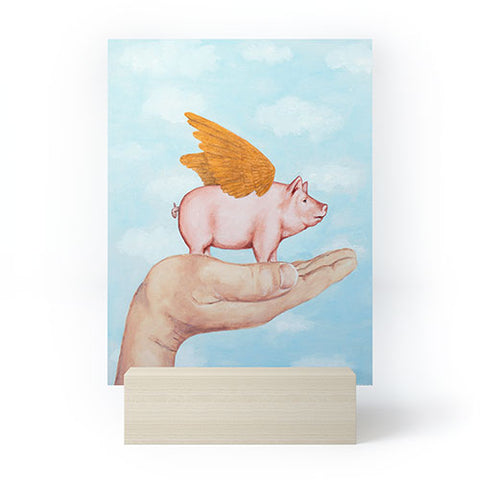 Coco de Paris Pig with Golden wings Mini Art Print