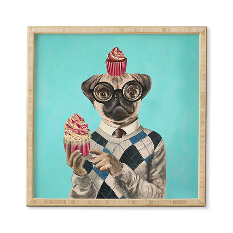 Coco de Paris Pug with cupcakes Framed Wall Art