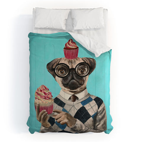 Coco de Paris Pug with cupcakes Comforter