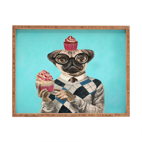 Coco de Paris Pug with cupcakes Rectangular Tray