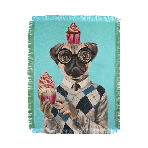 Coco de Paris Pug with cupcakes Throw Blanket