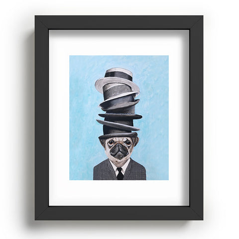 Coco de Paris Pug with stacked hats Recessed Framing Rectangle