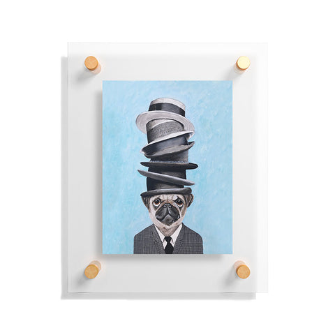Coco de Paris Pug with stacked hats Floating Acrylic Print