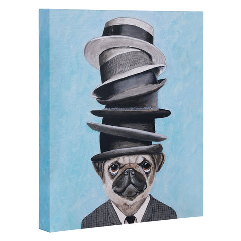 Coco de Paris Pug with stacked hats Art Canvas