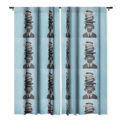 Coco de Paris Pug with stacked hats Blackout Window Curtain