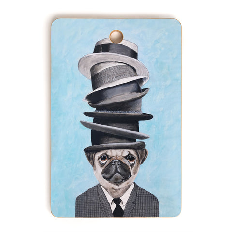 Coco de Paris Pug with stacked hats Cutting Board Rectangle