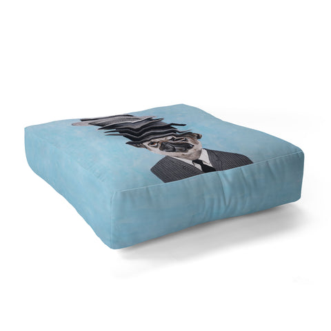 Coco de Paris Pug with stacked hats Floor Pillow Square