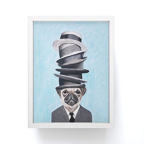 Coco de Paris Pug with stacked hats Framed Mini Art Print