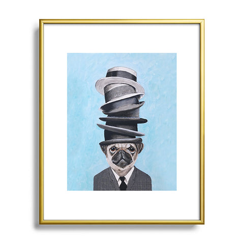 Coco de Paris Pug with stacked hats Metal Framed Art Print
