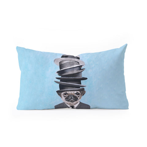 Coco de Paris Pug with stacked hats Oblong Throw Pillow