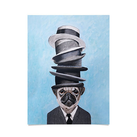 Coco de Paris Pug with stacked hats Poster