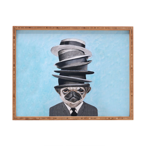 Coco de Paris Pug with stacked hats Rectangular Tray