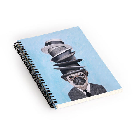 Coco de Paris Pug with stacked hats Spiral Notebook
