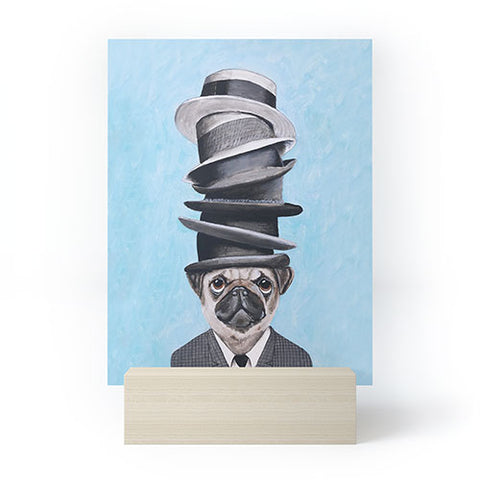 Coco de Paris Pug with stacked hats Mini Art Print