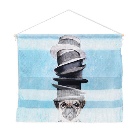 Coco de Paris Pug with stacked hats Wall Hanging Landscape