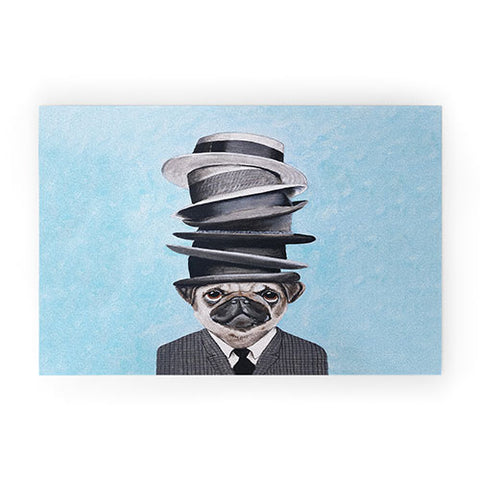 Coco de Paris Pug with stacked hats Welcome Mat
