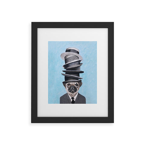 Coco de Paris Pug with stacked hats Framed Art Print