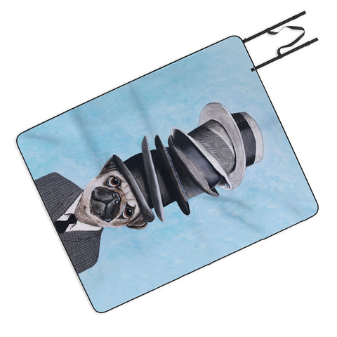 Coco de Paris Pug with stacked hats Picnic Blanket