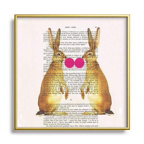 Coco de Paris Rabbits With Bubblegum 1 Metal Square Framed Art Print