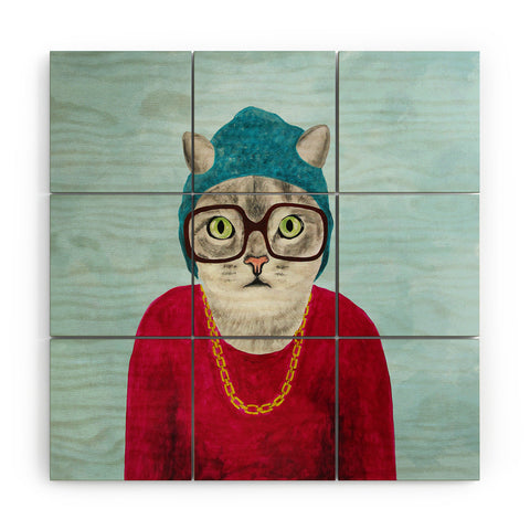 Coco de Paris Rapper Cat Wood Wall Mural