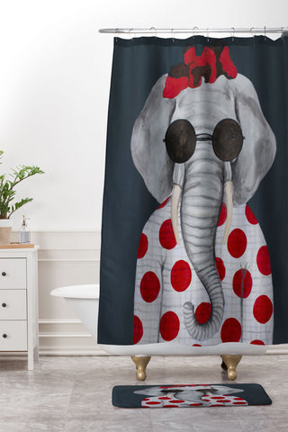 Coco de Paris Vintage elephant woman Shower Curtain And Mat