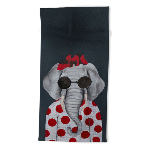 Coco de Paris Vintage elephant woman Beach Towel