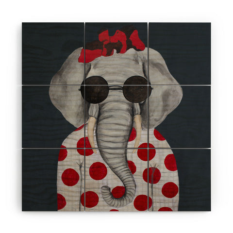 Coco de Paris Vintage elephant woman Wood Wall Mural