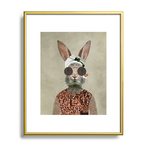 Coco de Paris Vintage Lady Rabbit Metal Framed Art Print